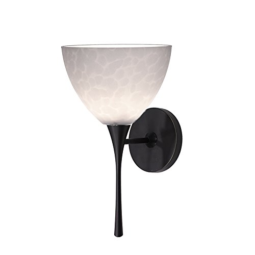 WAC Lighting WS57LED-G541WT/RB Faberge LED Torch Wall Sconce with Glass - White/Rubbed Bronze - Elegant Indoor/Outdoor Lighting for Hallways, Patios & Entryways
