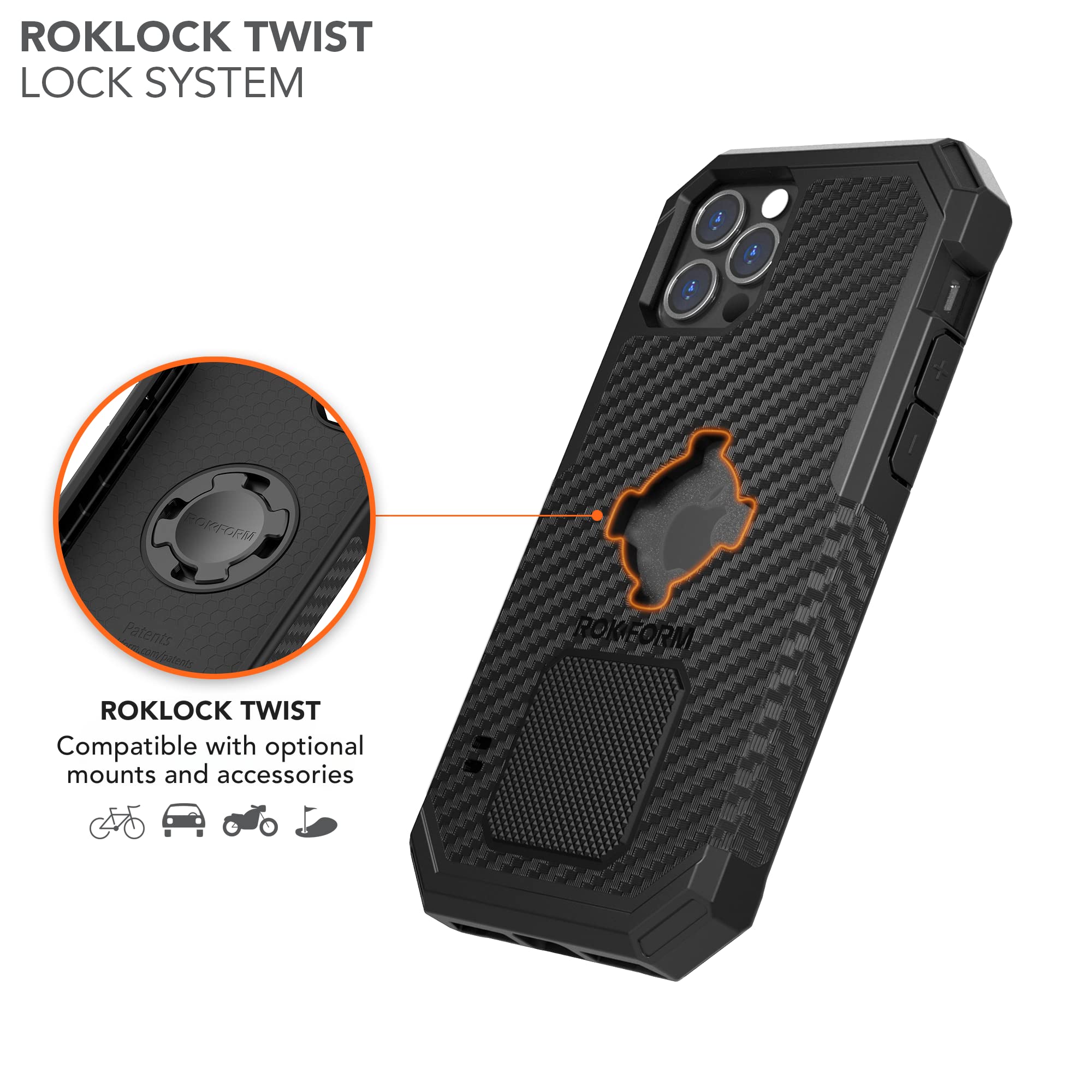 Rokform Rugged Series Magnetic Protective Case for iPhone 12 & iPhone 12 Pro | Drop Tested Armor with RokLock Twist Lock & Dual Magnet | Ideal for Outdoor Adventures & Daily Protection (Black)