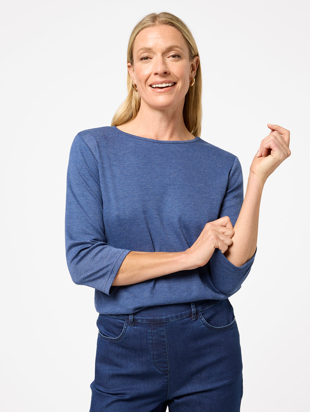 Winterlock 3/4 Sleeve Women's Tops - Soft Stretch Casual Blouse for Fall & Winter - Perfect for Office, Date Night & Everyday Wear