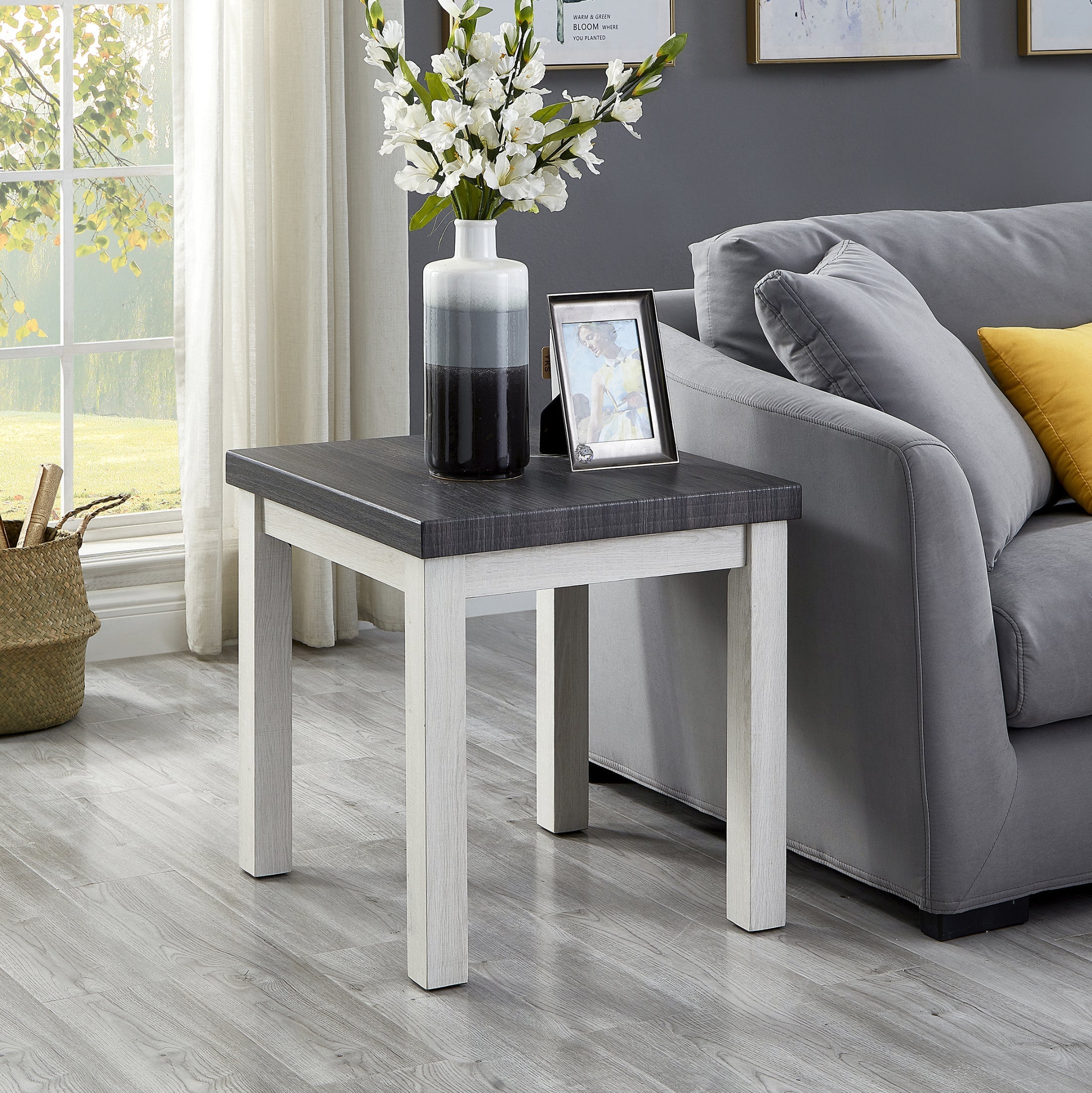 Ronan Two-Tone Wood 3-Piece Living Room Table Set - Coffee Table & End Tables - Modern Farmhouse Style for Living Room, Lounge & Family Room Decor