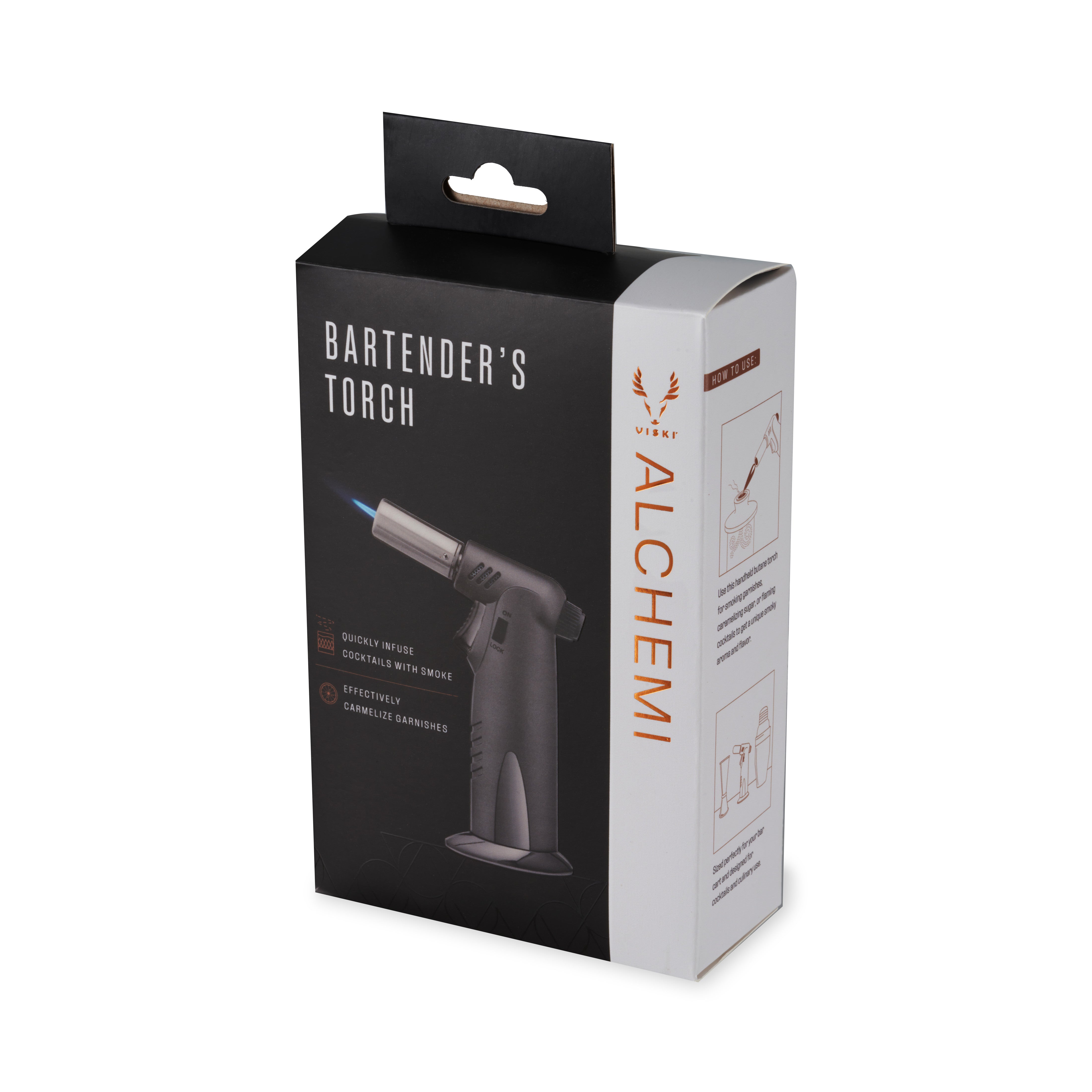 Professional Butane Culinary Torch for Cooking, Baking & Desserts - Alchemi Bartender's Torch - Perfect for Crème Brûlée, Seared Steak & Cocktail Garnishing