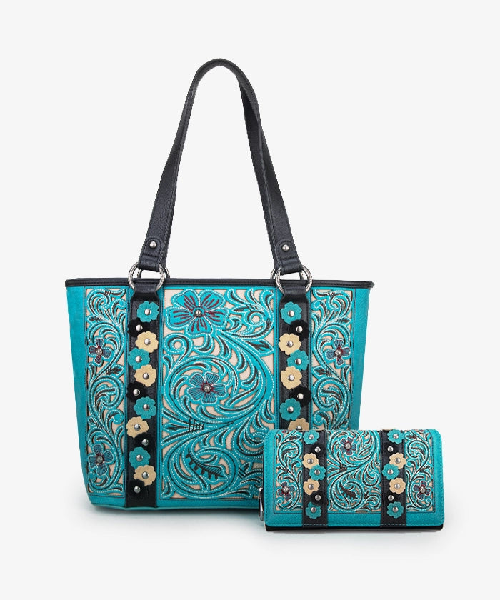 Montana West Embroidered Floral Cut Out Tote Bag for Women - Stylish Handbag for Work, Travel & Shopping