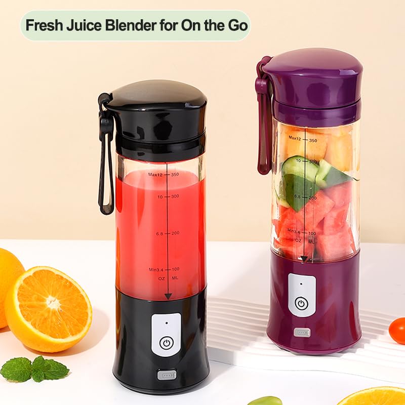 Portable Cordless Personal Blender - USB-C Rechargeable BPA-Free Leakproof Blender for Smoothies, Shakes, Ice Blending & Food Prep | Perfect for Gym, Travel, Office & Home Use (Black)
