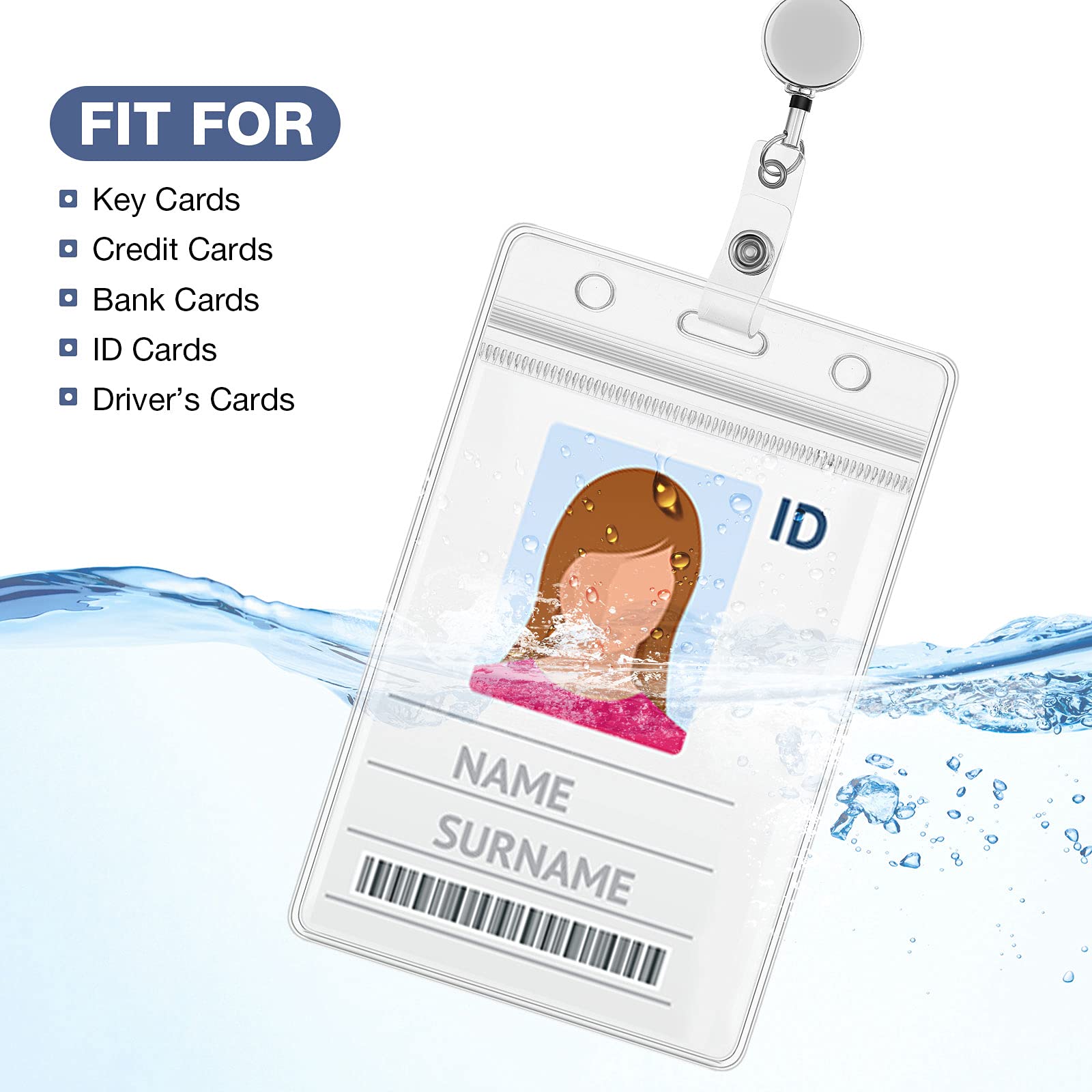 Pangda 4-Pack Beaded ID Necklace Set - Retractable Lanyards for Women - Office & School Use