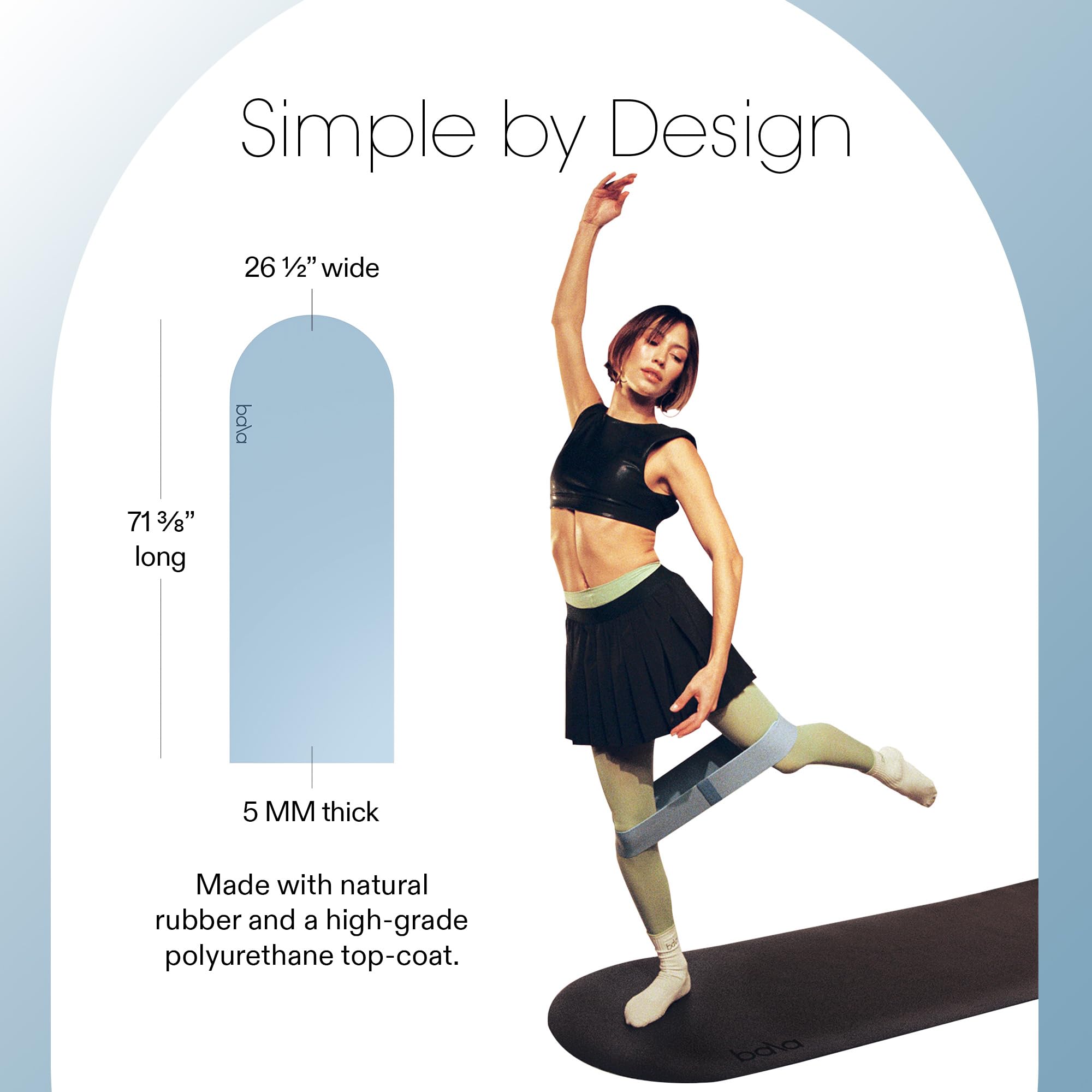 Premium Non-Slip Bala Yoga Mat for Home Gym - Extra Thick Exercise Mat for Yoga, Pilates, Stretching & Floor Workouts - Ideal for Home Fitness, Aerobics & Indoor Training - Perfect for Small Spaces & Apartment Workouts