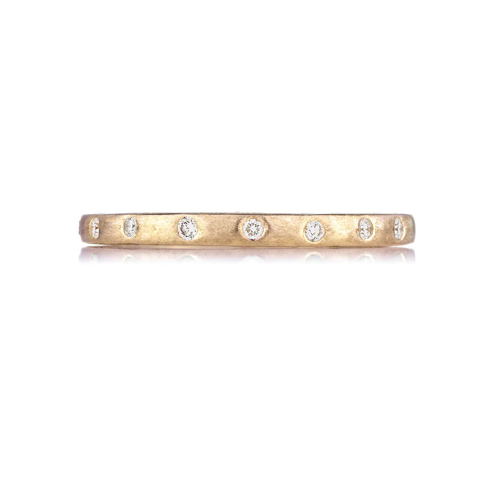 Diamond Brushed Wedding Band for Women - Dunes Narrow Engagement Ring, Elegant Stackable Ring for Bridal, Anniversary, or Everyday Wear