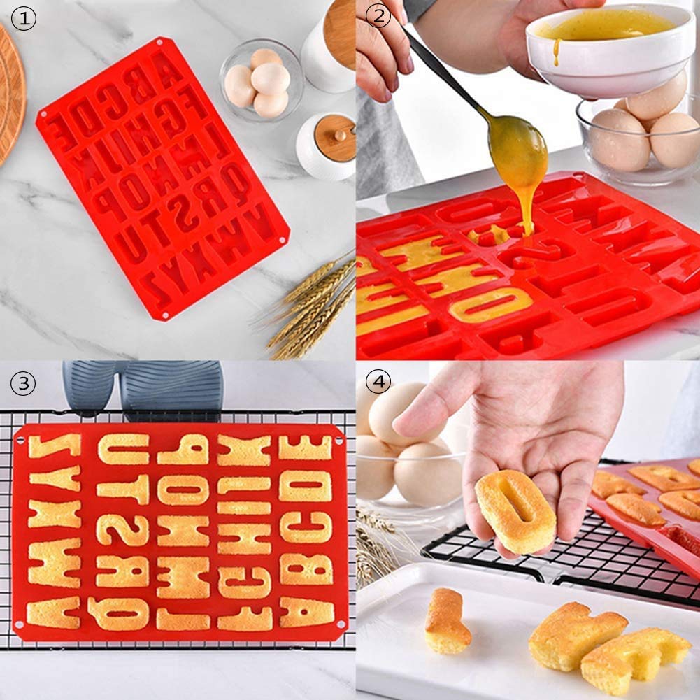 2 Pack Large Silicone Alphabet Letter Molds for Chocolate, Cake Decorating, Resin, Candy & Cookies - BPA Free, Oven Safe, Easy to Clean - Perfect for DIY Baking, Party Treats & Gift Making