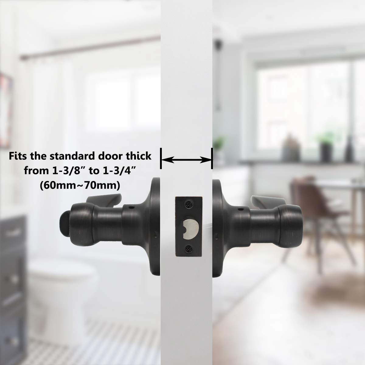 Gobrico 6-Pack Privacy Door Levers with Thumb Turn Lock - Reversible for Left/Right Handed Doors, Oil Rubbed Bronze Finish - Perfect for Bedrooms, Bathrooms & Interior Doors