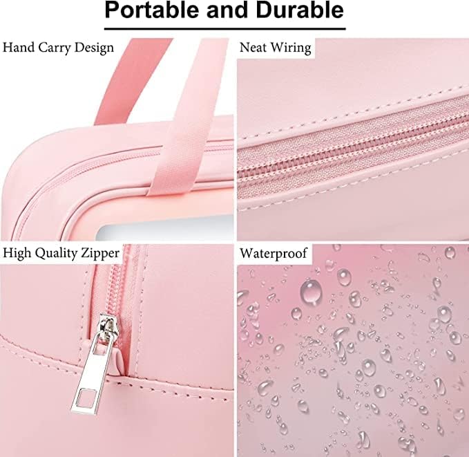 LATIQ MART Pink Makeup Bag for Women - Travel Toiletry Organizer for Cosmetics, Brushes & Accessories | Waterproof Cosmetic Pouch & Wash Bag - Perfect for Home, Gym, Vacation & Business Trips