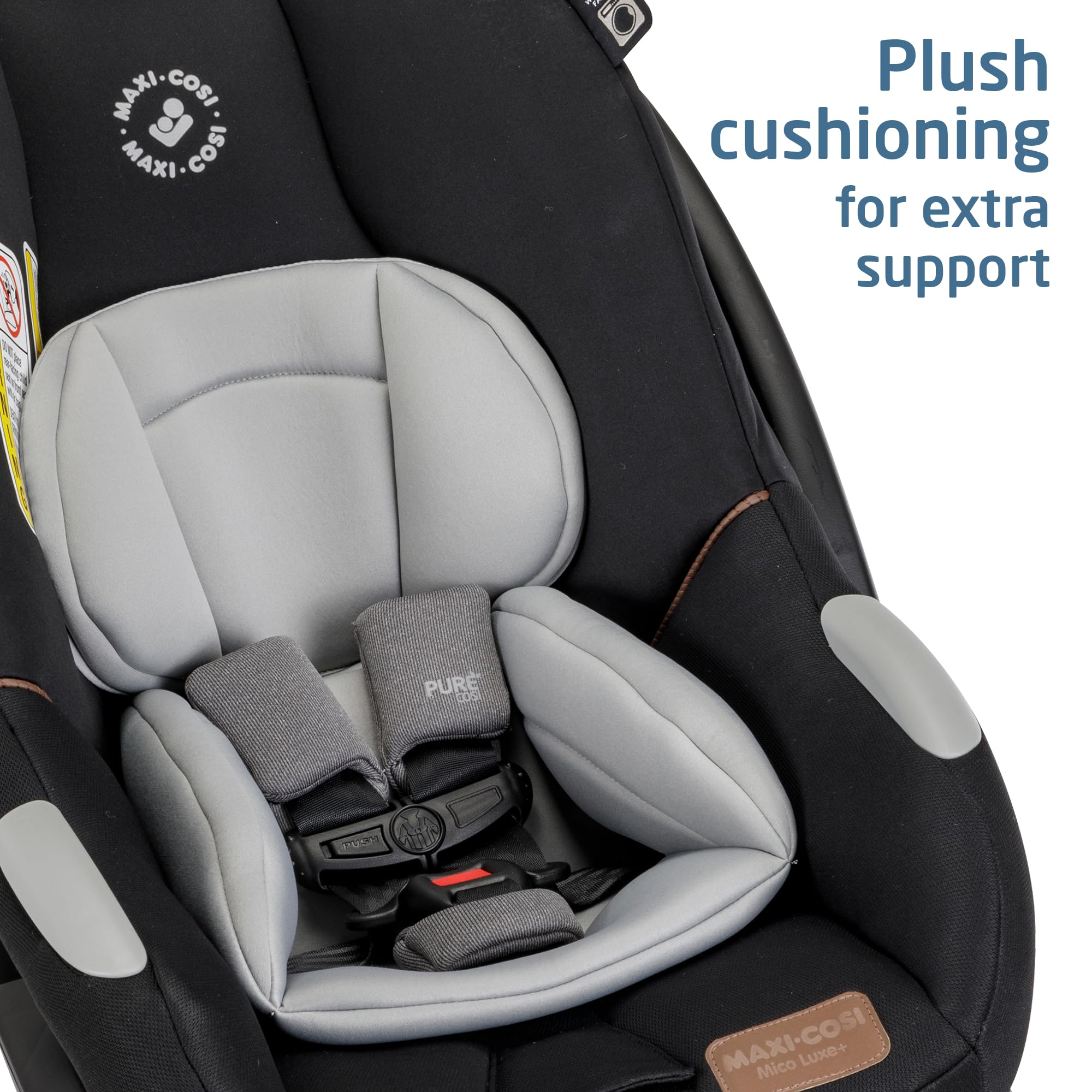 Maxi-Cosi Mico Luxe+ Infant Car Seat with Base – Convertible Baby Carrier for Safe & Comfortable Travel – Essential Black – Perfect for Newborns, Road Trips & Everyday Use