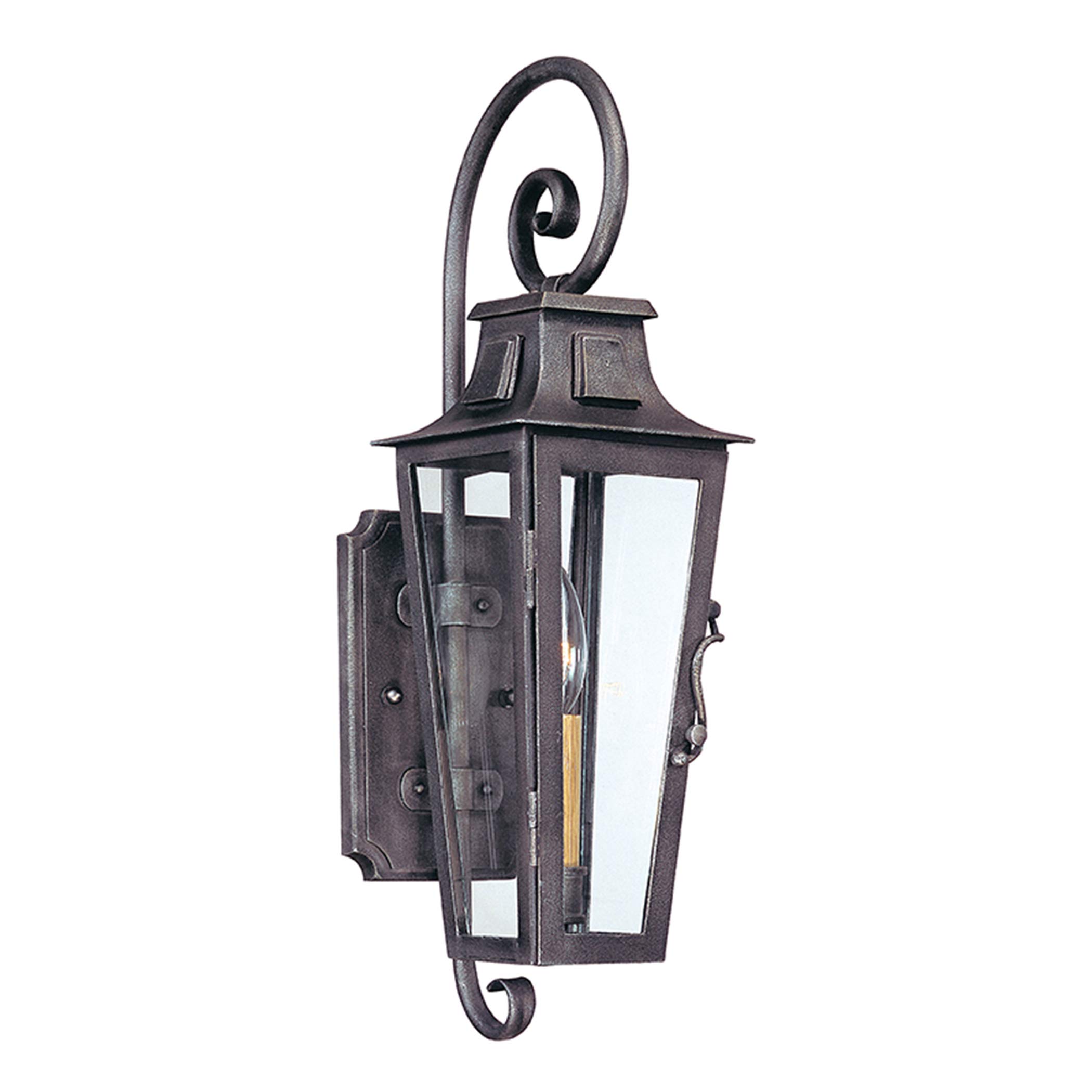 Troy Lighting French Quarter 1-Light Outdoor Wall Lantern - Aged Pewter Finish with Clear Glass for Porch, Patio, Garden & Exterior Home Decor