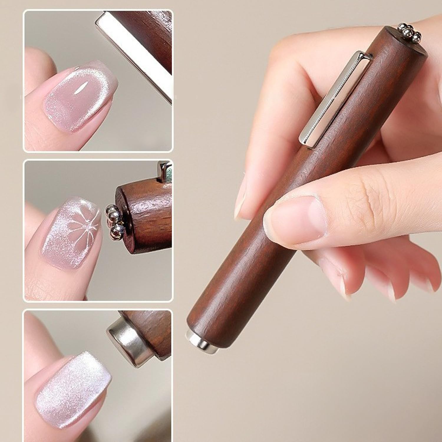 SILPECWEE 3-in-1 Cat Eye Magnet for Nails - Professional Gel Nail Polish Magnet Wand with Magnetic Nail Polish Gel - Multifunctional Nail Art Tools for Salon & Home Manicure - Perfect for Nail Art Decoration and DIY Nail Designs