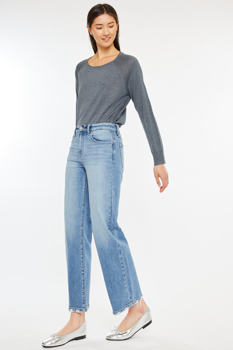 Melissa High Rise Slim Wide Leg Jeans for Women - Stretchy Comfort Denim Pants, Flattering Bootcut Fit - Perfect for Casual Wear, Office & Night Out