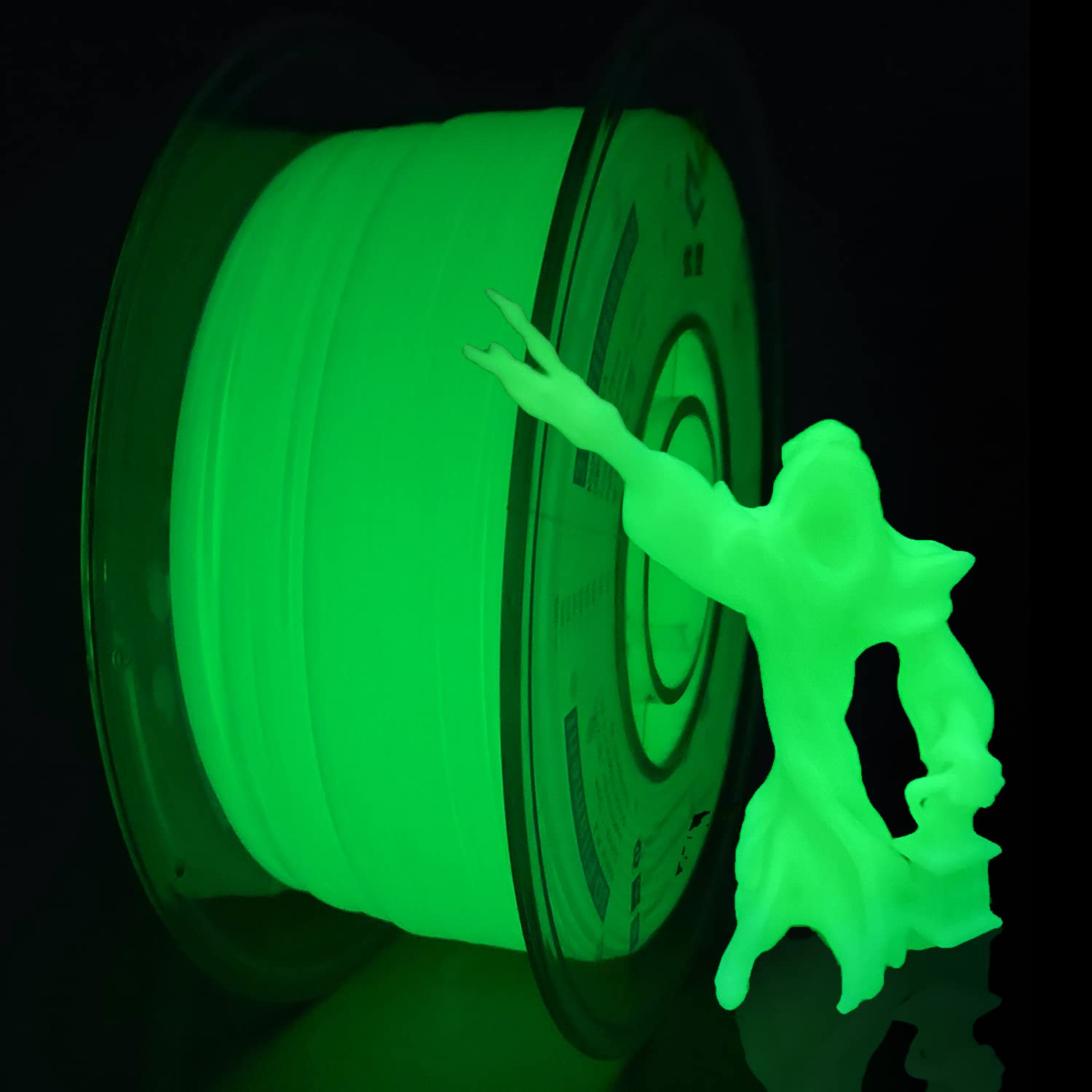 Yousu 1.75mm PLA 3D Printer Filament - Glow in The Dark Green Filament, 1kg (2.2lbs) Spool for High-Quality 3D Printing - Perfect for DIY Projects, Cosplay Props & Home Decor