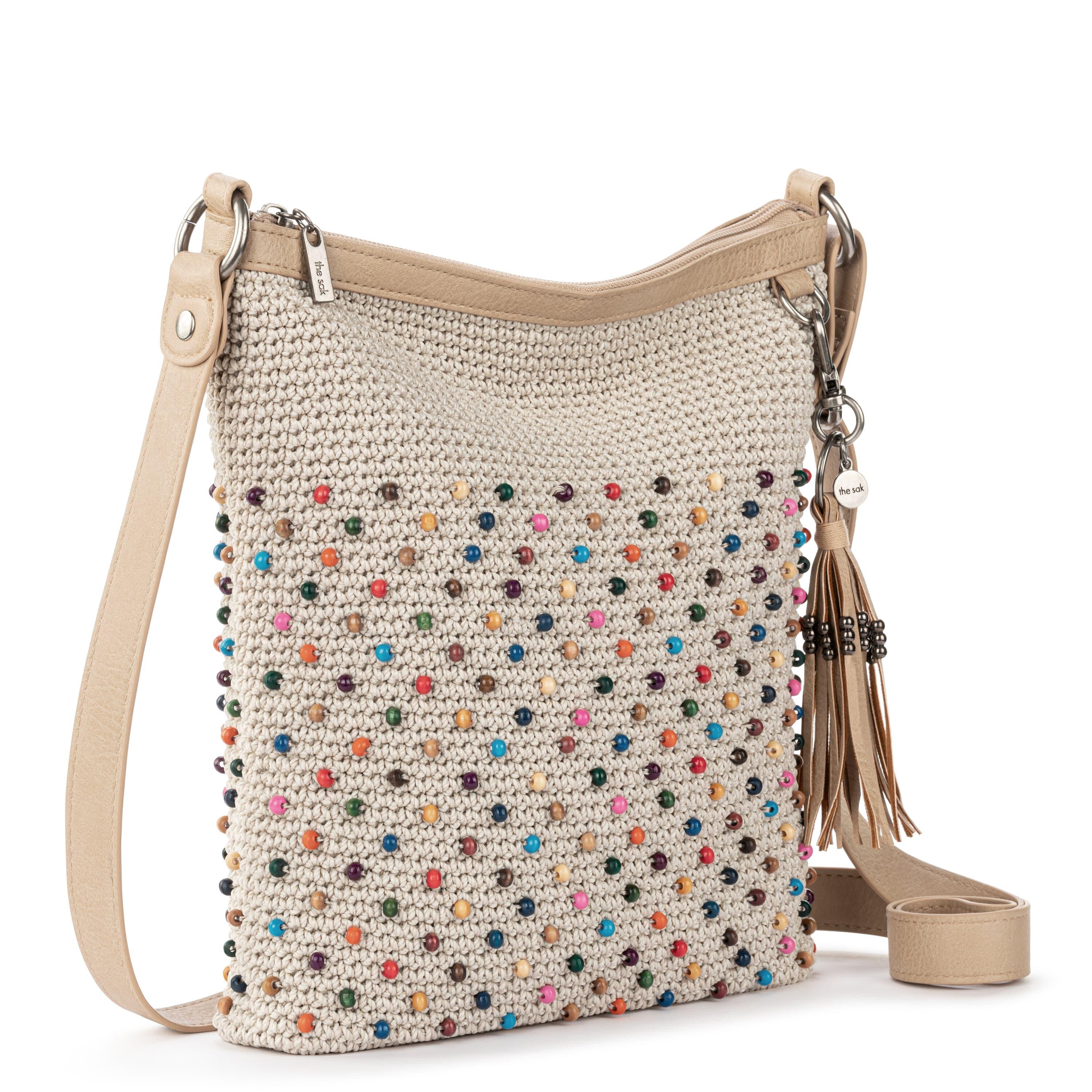 Handmade Lucia Crossbody Bag - Elegant Hand Crochet Purse with Ecru Multi Beads | Perfect for Women's Casual Outfits, Date Nights & Boho Fashion Accessories
