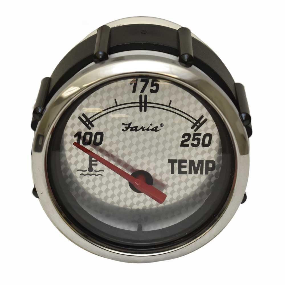 Faria GP5064A 2-Inch Silver Marine Boat Temperature Gauge - Water Temp Monitor for Outboard/Inboard Engines, Fishing Boats & Yachts