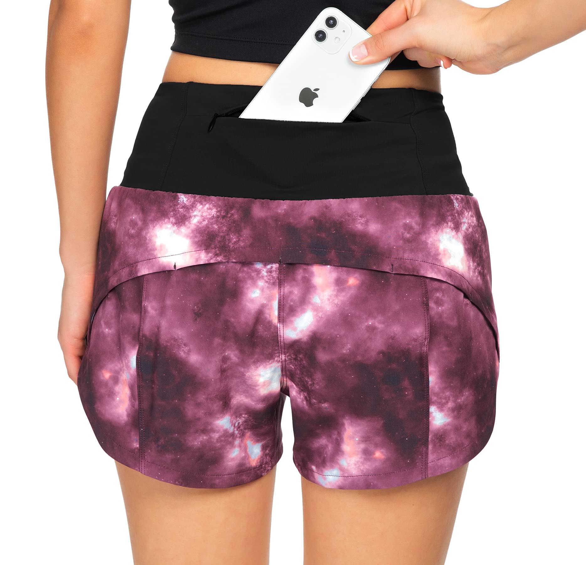 Rrosseyz High Waisted Running Shorts for Women - 4 Inch Gym Workout Shorts with Liner & Zip Pocket | Perfect for Jogging, Yoga & Fitness Training