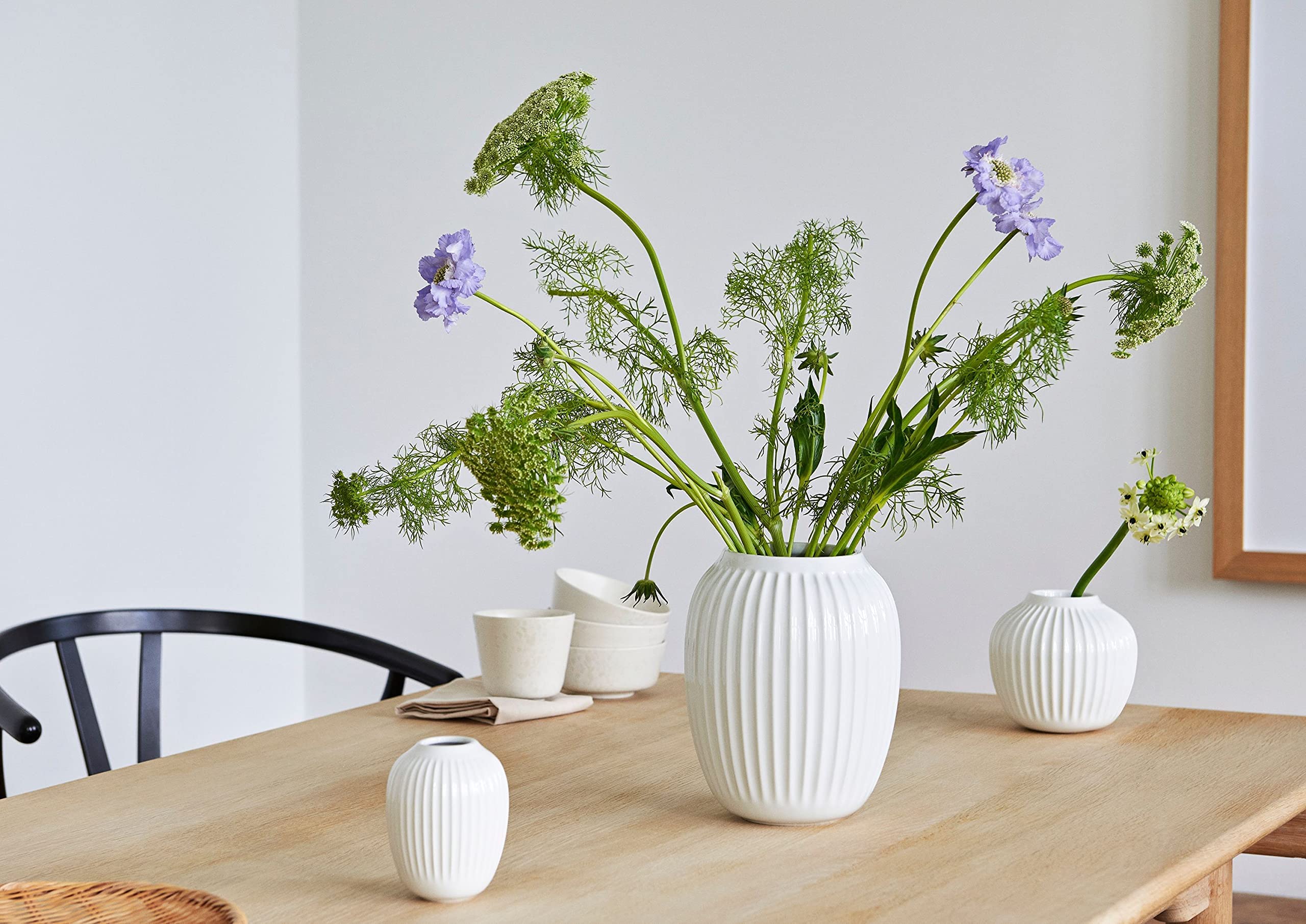 Kähler Hammershøi White Ceramic Vase - 25 cm Tall Scandinavian Home Decor for Living Room, Dining Table & Wedding Centerpieces