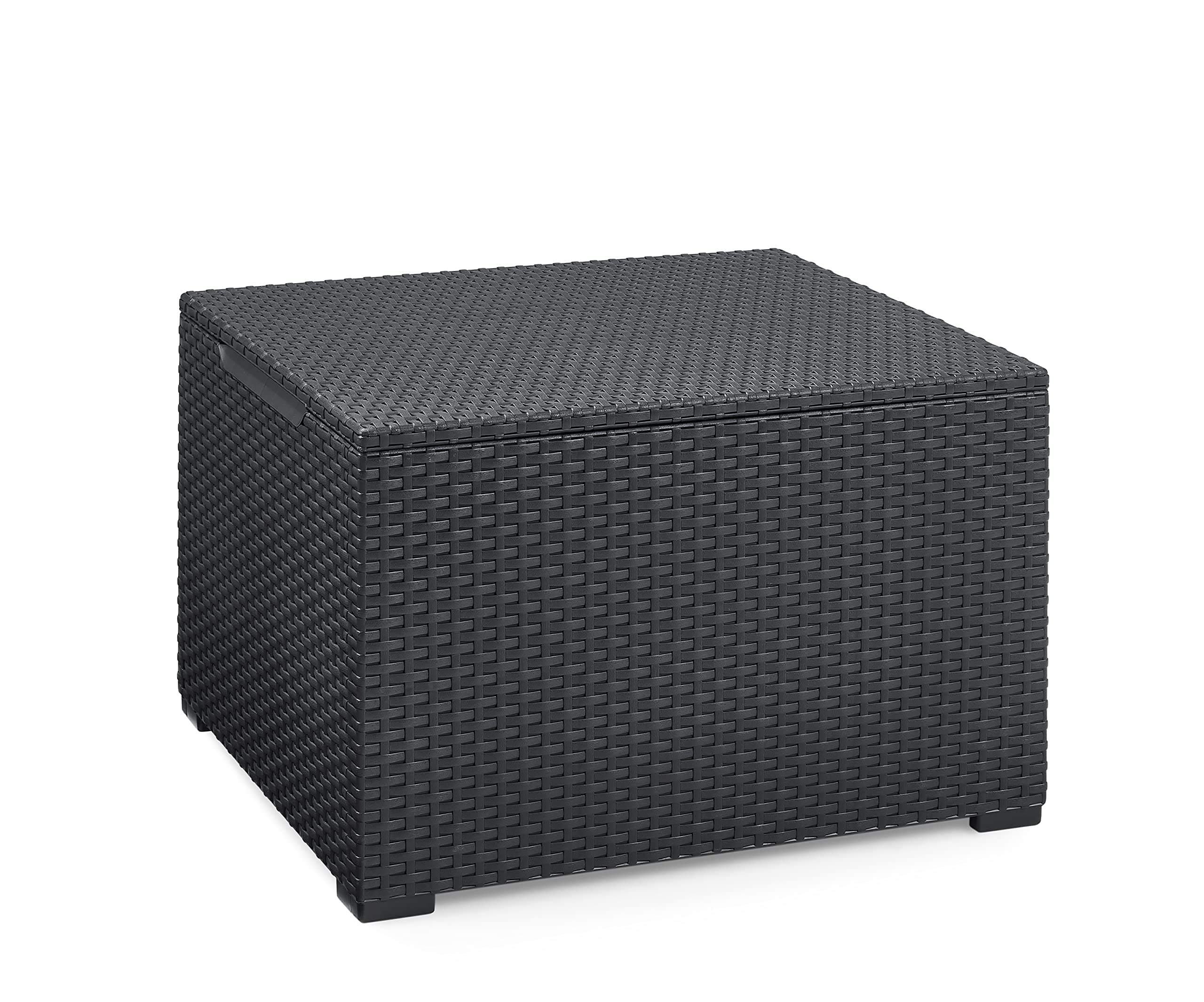 Keter Emma Corfu Outdoor Coffee Table - Weather-Resistant Patio & Garden Furniture for Backyard, Deck, Balcony - Modern Grey Storage Table - Perfect for BBQs, Poolside Relaxation & Entertaining Guests