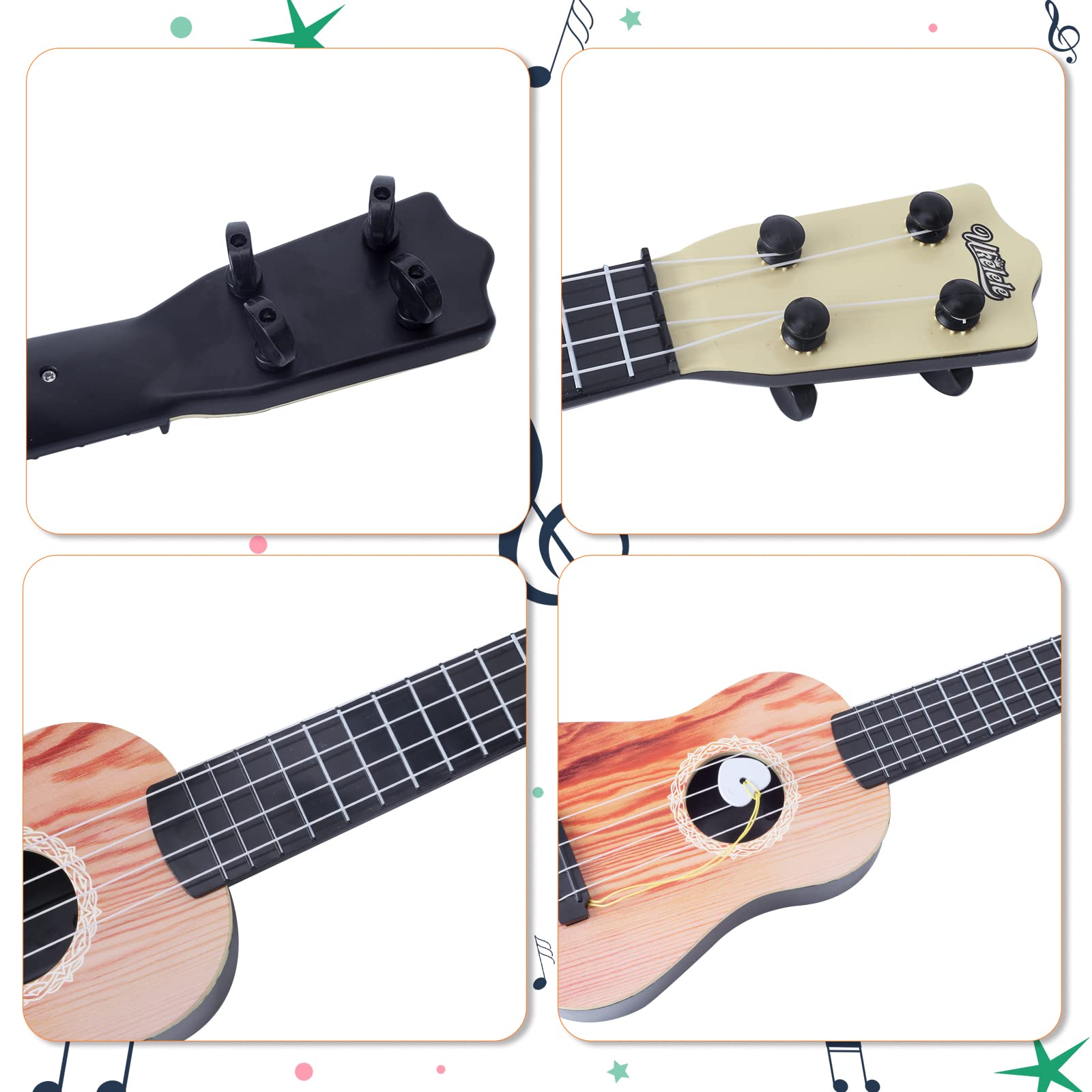 **YOLOPLUS+ 17 Inch Kids Ukulele Toy - 4-String Mini Guitar for Toddlers & Children - Brown Musical Learning Instrument for Early Education | Perfect for Birthday Gifts, Music Lessons & Playtime Fun**