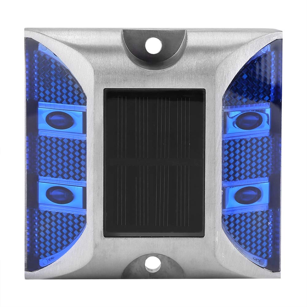 Solar Powered Outdoor Pathway Lights - 4 LED Waterproof Aluminum Alloy Deck & Driveway Lighting (Blue) | Perfect for Garden Walkways, Patio Borders & Landscape Illumination