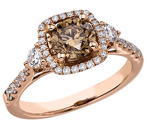 2.25 Carat Chocolate & White Diamond Engagement Ring for Women - 14K Rose Gold Wedding Band - Perfect for Proposals, Anniversaries & Bridal Jewelry