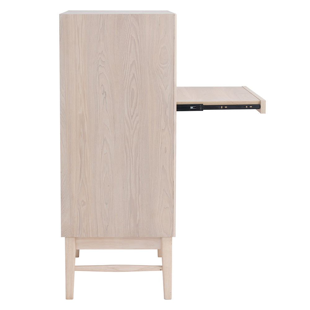 HAYTON 70cm Tall Sideboard - White Oak Solid Wood Buffet Cabinet for Dining Room, Living Room & Entryway Storage