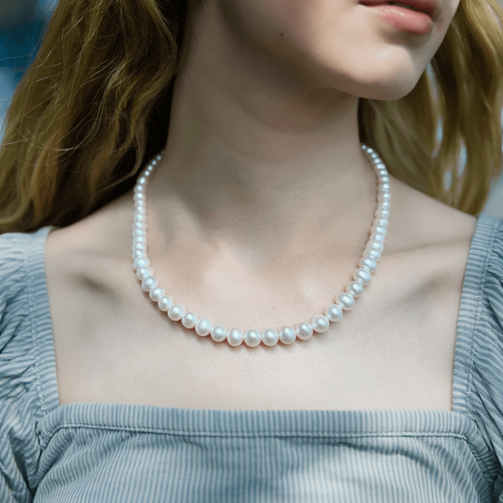 Elegant 6-6.5mm Freshwater Pearl Necklace - 16 Inch Strand for Women | Perfect for Weddings, Parties & Formal Occasions