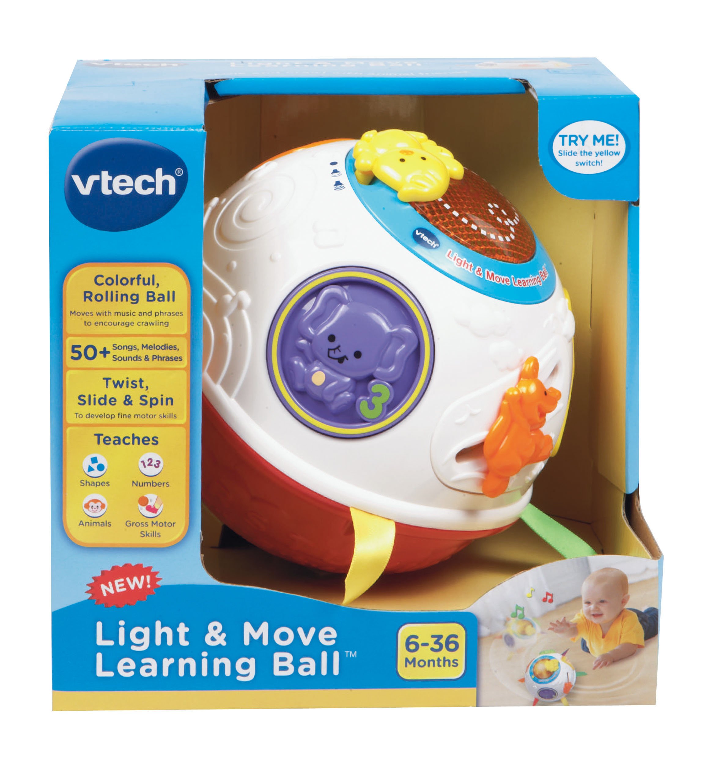 VTech Light and Move Learning Ball - Interactive Educational Toy for Babies & Toddlers, Red - Encourages Crawling, Motor Skills & Sensory Development - Perfect for Playtime & Early Learning Activities