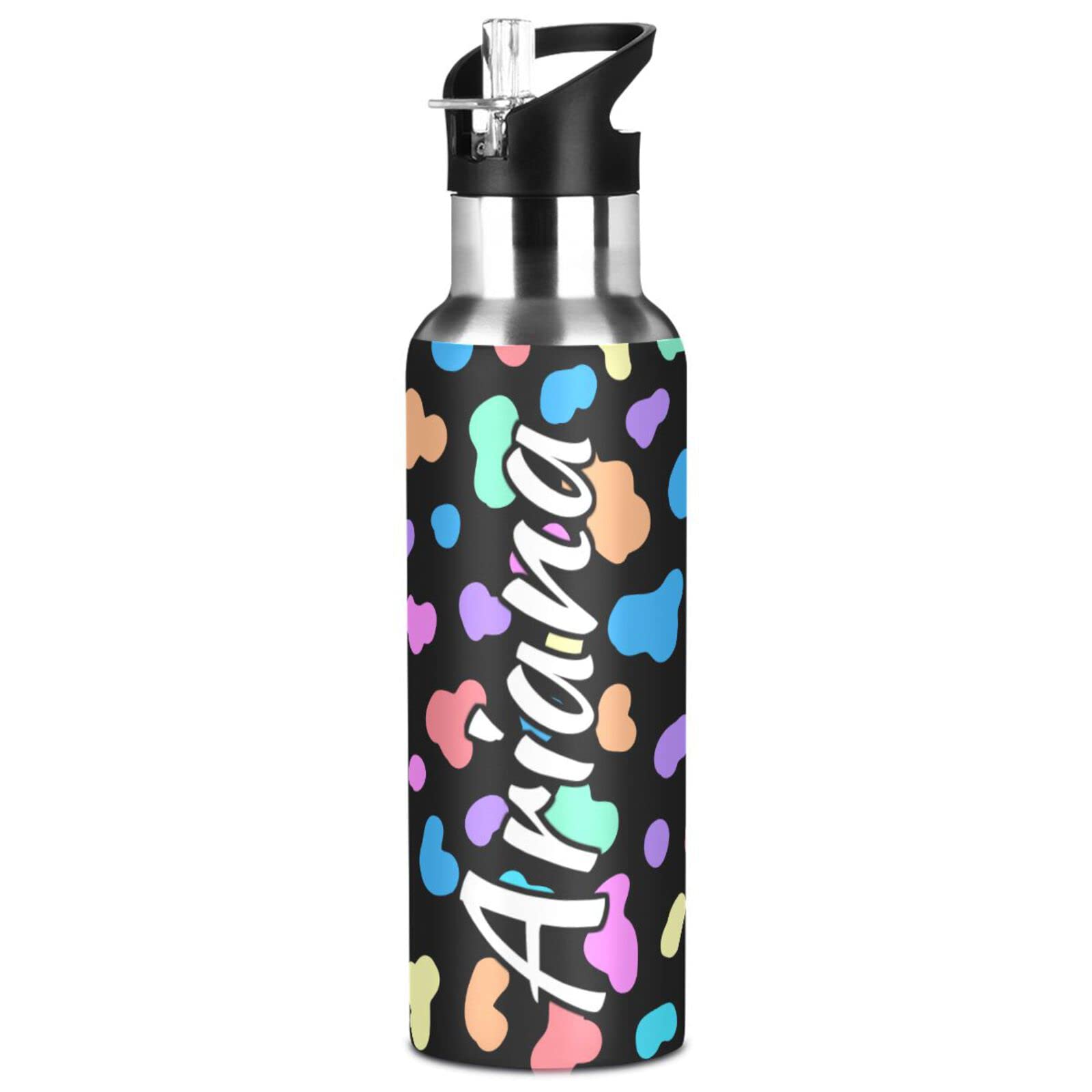 Custom 33oz Insulated Sports Water Bottle with Straw Lid - Personalized Cow Print Reusable Water Bottle for Hiking, Gym, Travel & Outdoor Activities | Leakproof & BPA-Free
