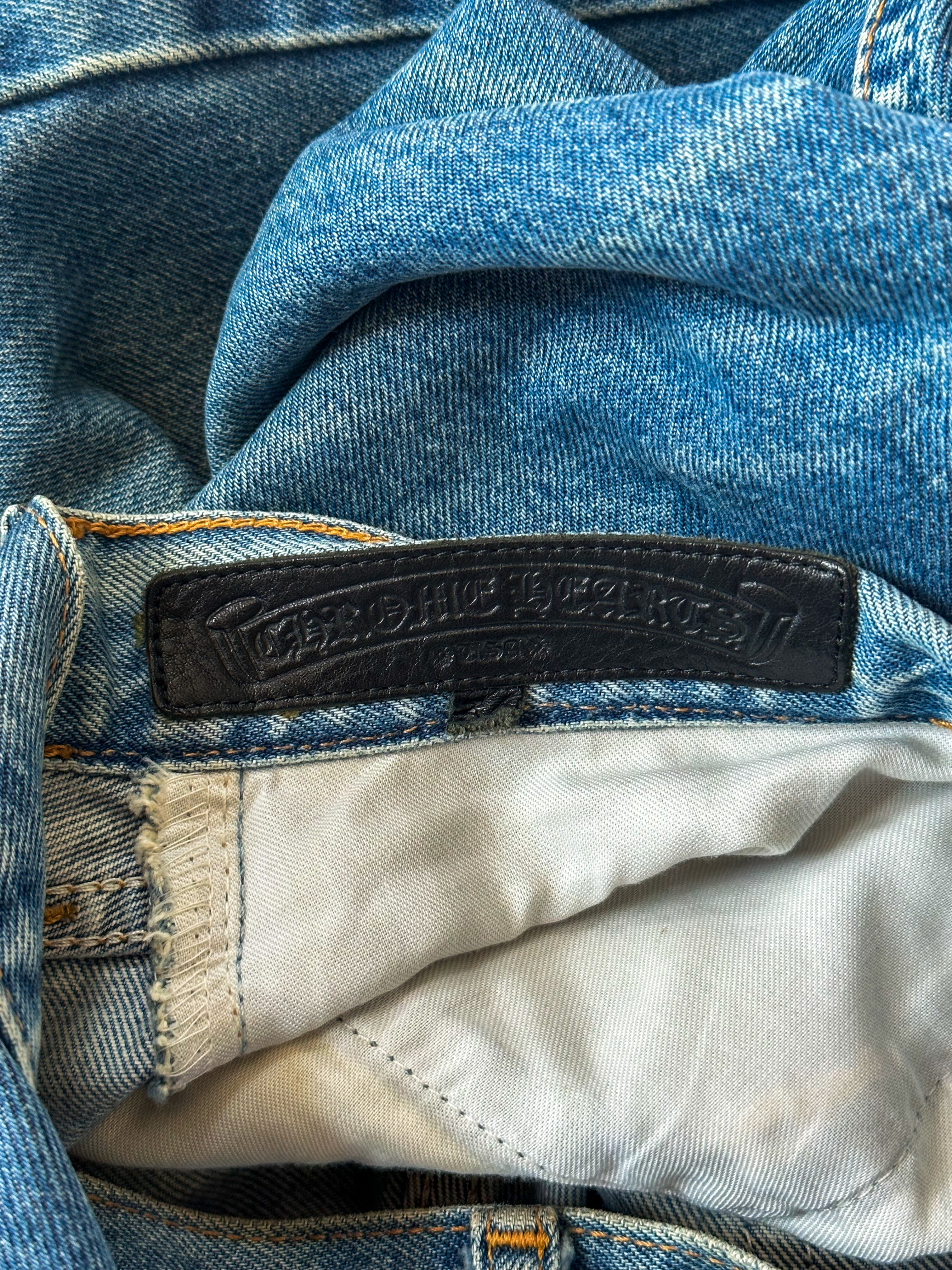 Chrome Hearts x Levi's Blue & Black Cross Patch Denim Jeans for Men - Stylish Vintage Streetwear for Casual Outfits and Night Out