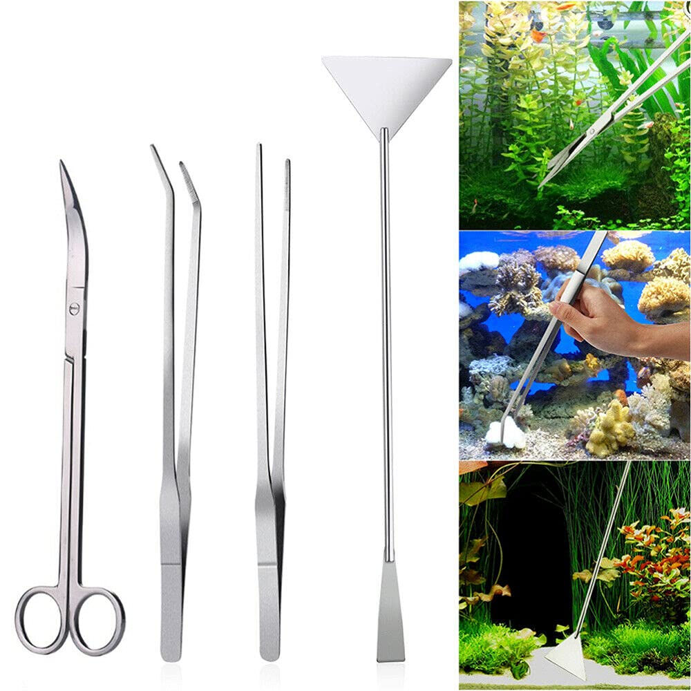 Premium Stainless Steel Aquarium Tools Set - Aquascaping Tweezers, Scissors & Spatula for Fish Tank Maintenance (5-Piece Kit) | Perfect for Aquatic Plant Trimming, Aquarium Decoration & Beginner Fish Keepers