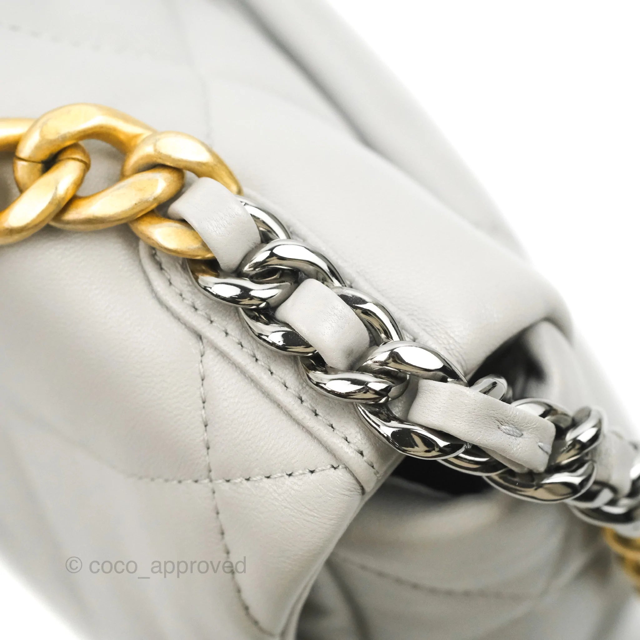 Chanel 19 Small Grey Lambskin Leather Bag with Mixed Gold & Silver Hardware - Perfect for Everyday Luxury & Evening Events