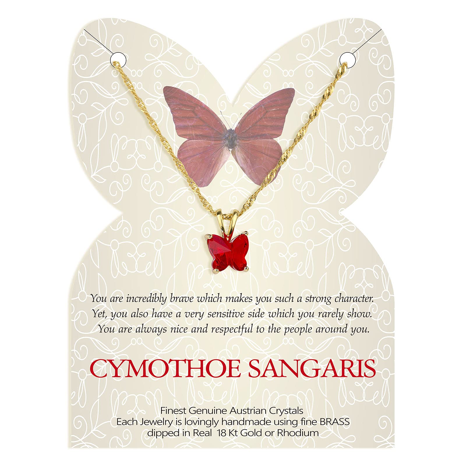12 Month Birthstone Butterfly Necklace - Horoscope Crystal Choker with Premium Pendant Charm for Women & Girls (16+2 Inches) | Elegant Gift for Birthdays, Anniversaries & Special Occasions