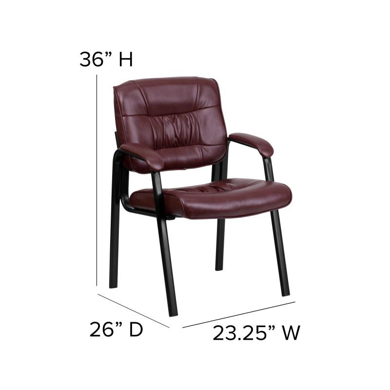 Premium FLASH Haeger Leather Executive Office Chair - Black Metal Frame Reception Seating for Professional Workspaces & Conference Rooms