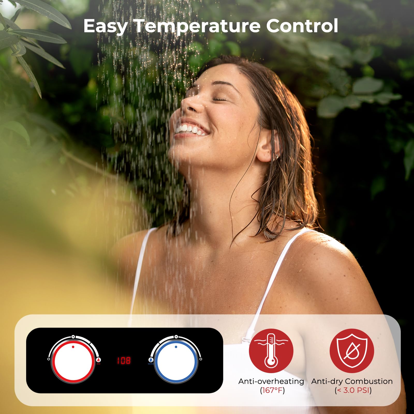 Camplux BD158 Portable Tankless Water Heater - 1.58 GPM Propane Gas Water Heater with Handle, 41,000 BTU for Outdoor Camping, RV, Cabin & Off-Grid Living | Instant Hot Water Solution for Showers, Washing & Outdoor Adventures
