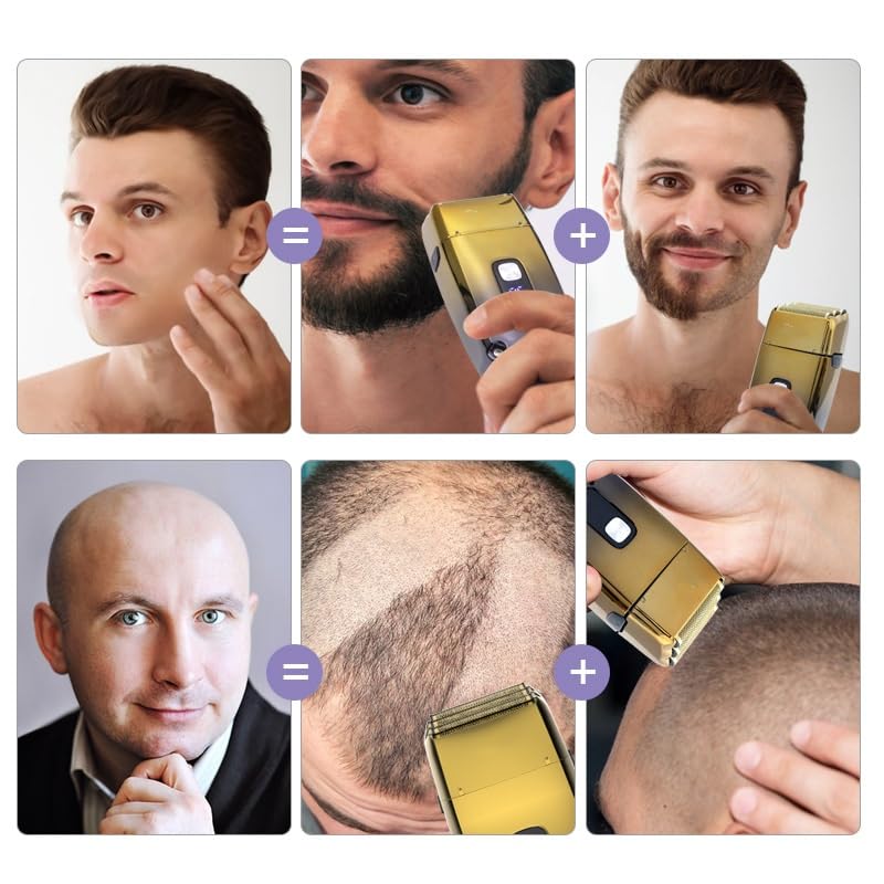 Premium Rechargeable Electric Razor for Men - 3-Blade Wet/Dry Shaver with Powerful Motor for Beard & Head Shaving - Golden Box (Ideal for Travel, Gym & Daily Grooming)