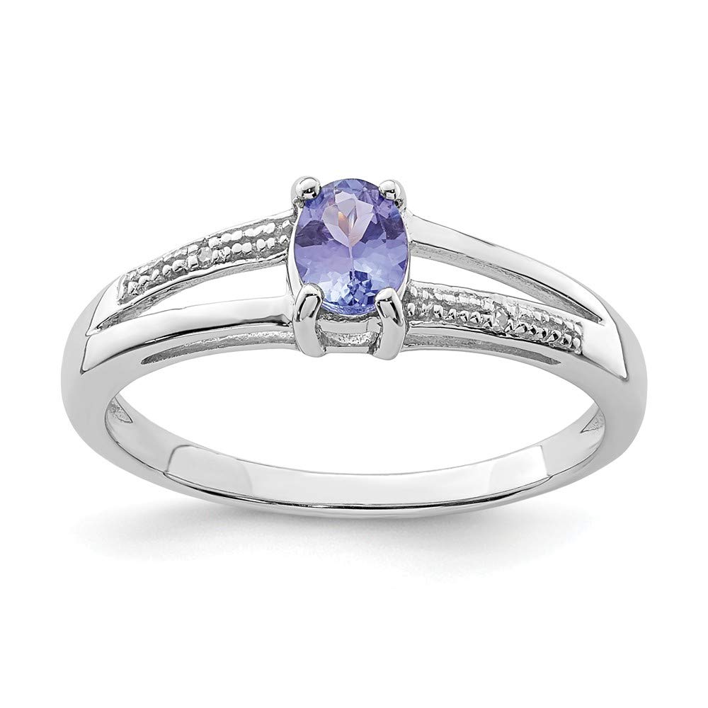 Sonia Jewels 925 Sterling Silver Diamond & Simulated Tanzanite Engagement Ring - 0.01cttw, 2mm Band - Perfect for Proposals, Weddings & Anniversary Gifts