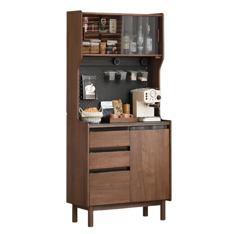 Solid Black Walnut Wood Rock Board Dining Sideboard - Rustic Kitchen Buffet for Farmhouse Dining Room & Entertaining