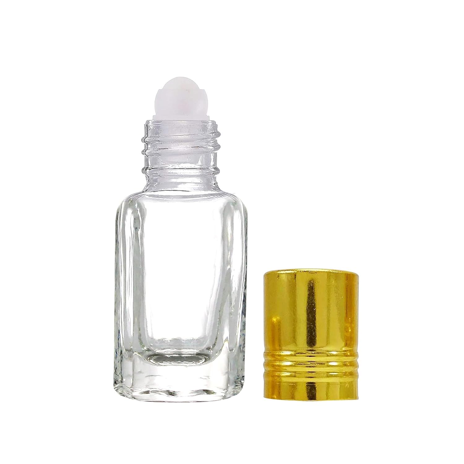 Likla 3ml Empty Clear Roll On Glass Bottles with Gold Cap & Plastic Roller - Essential Oil Bottles, Perfume Bottles, Lip Balm Containers - Refillable Leakproof Roller Bottles (24 Pack) for DIY Aromatherapy, Travel Size Perfumes & Skincare Products