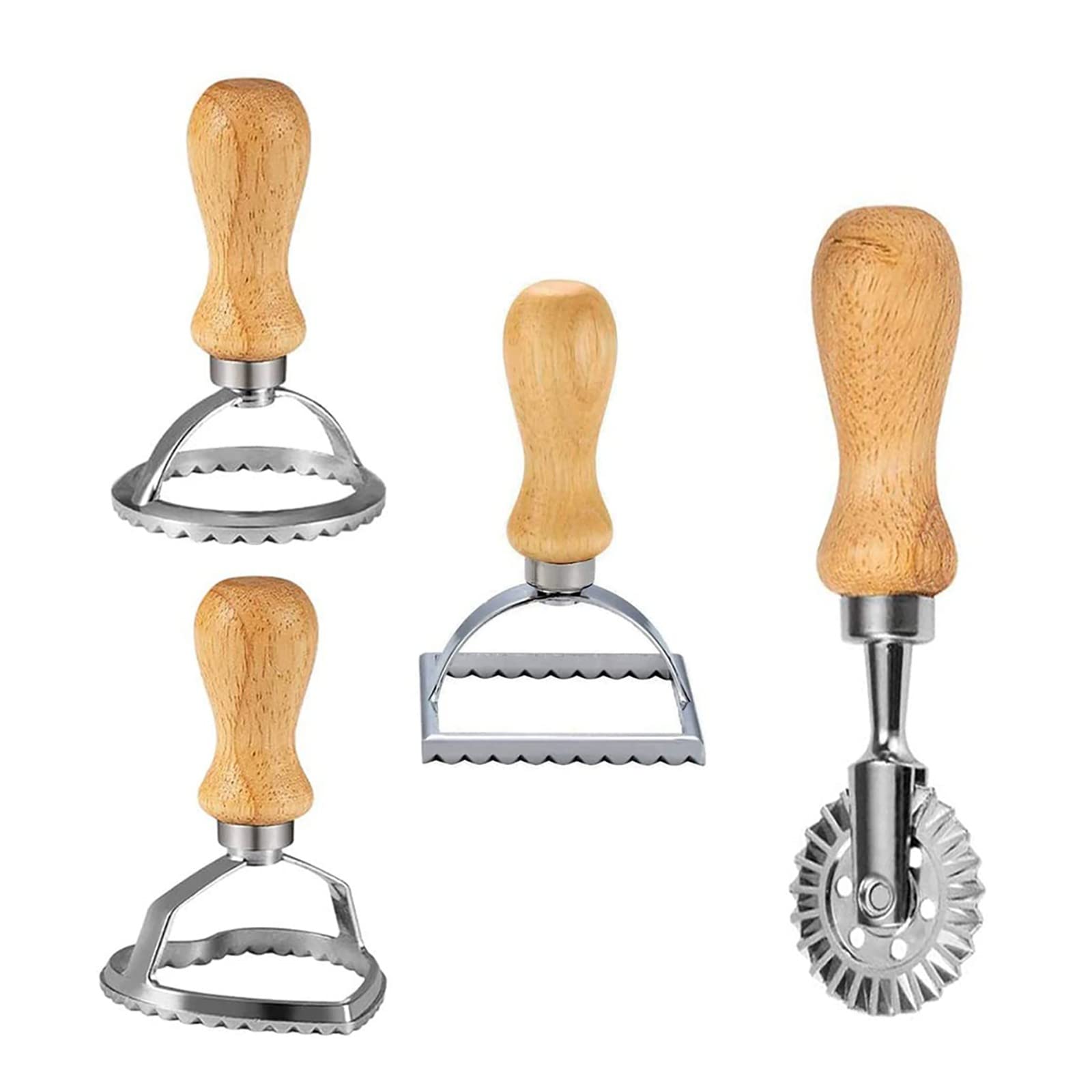 Yiser 4-Piece Dumpling Maker Set with Roller & Wooden Handle - Fluted Edge Dumpling Molds & Mason Jar Sealer for Homemade Dumplings, Pastries & Canning (One Size) - Perfect for Asian Cooking, Meal Prep & Food Preservation