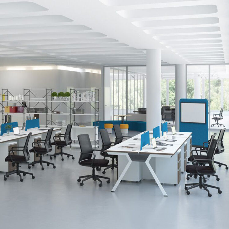 WILLS 4 Person Back to Back Workstation Office Desk - Coffee & White Finish - Perfect for Shared Workspaces, Coworking Offices & Home Offices