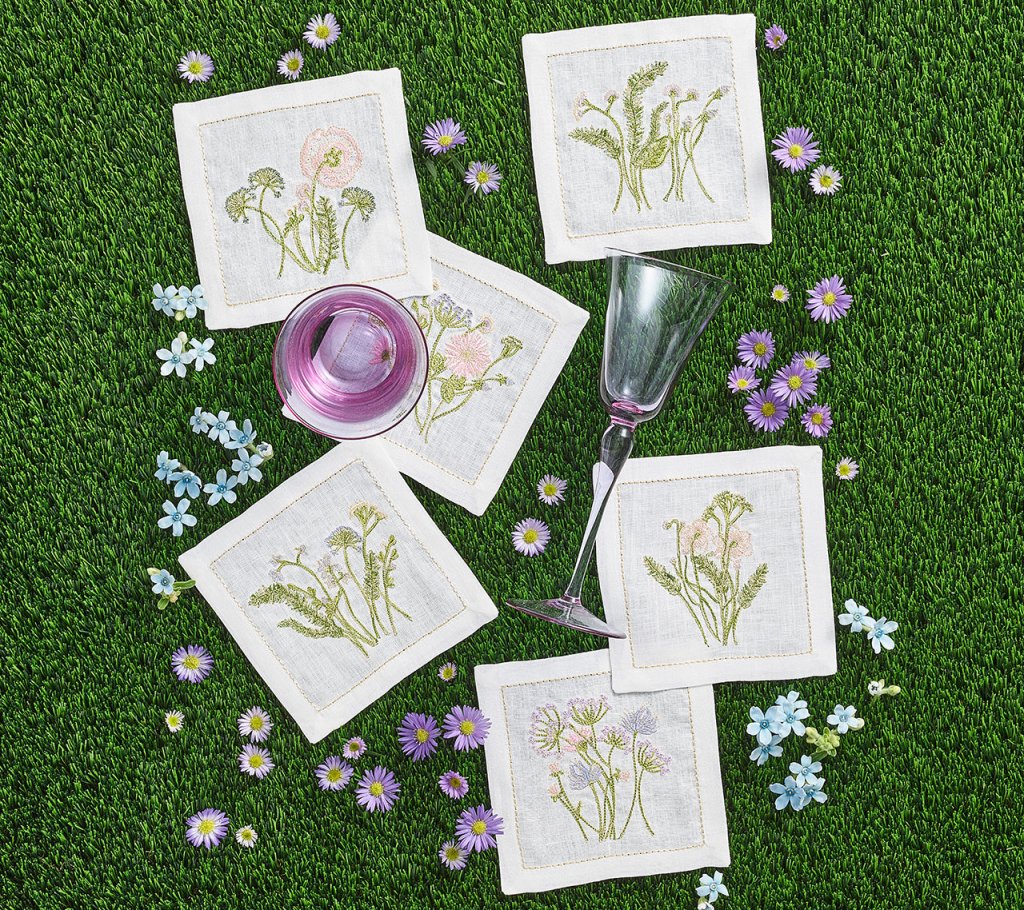 Premium 6-Pack Colorful Meadow Cocktail Napkins in Gift Box - Perfect for Parties, Weddings & Home Decor