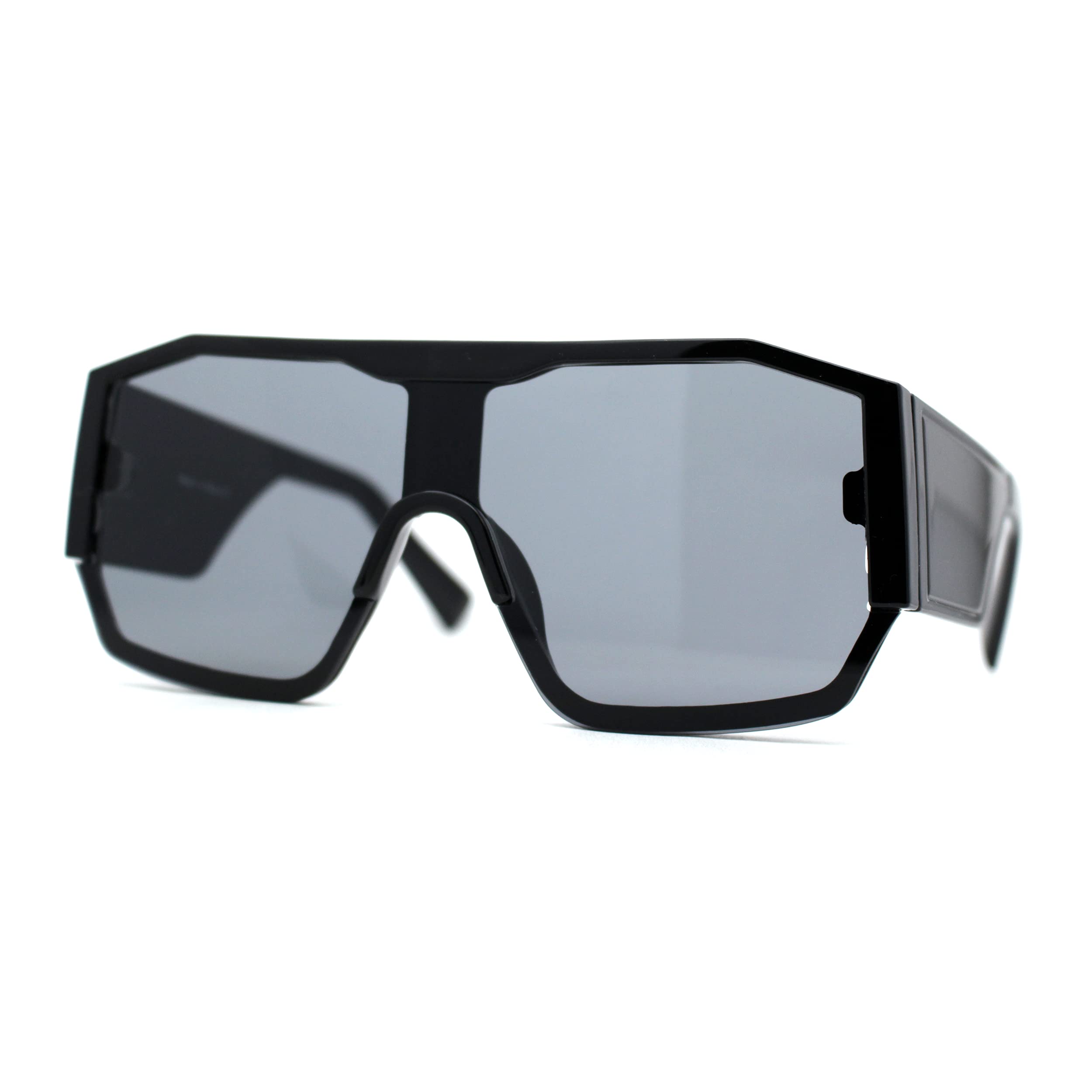 Futuristic Oversized Geometric Shield Sport Sunglasses - Trendy Plastic UV Protection Shades for Running, Cycling & Outdoor Activities