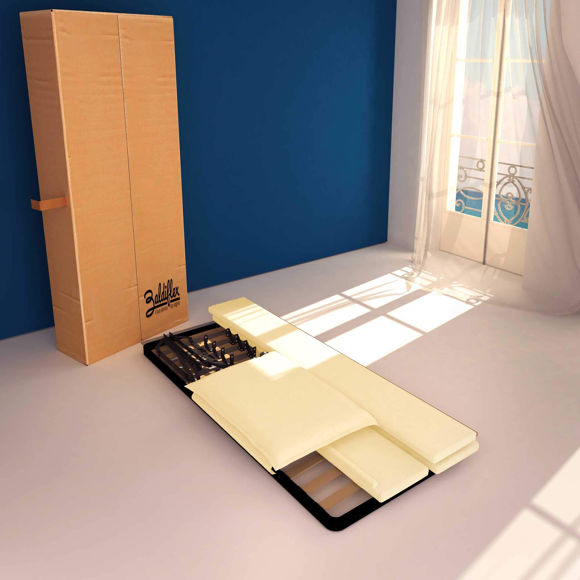 Baldiflex Single Bed with Storage, Licia Model, Synthetic Leather Upholstery, Slatted Base for Single Mattresses, 80 x 190 cm, Cream Color - Perfect for Small Bedrooms, Guest Rooms & Studio Apartments