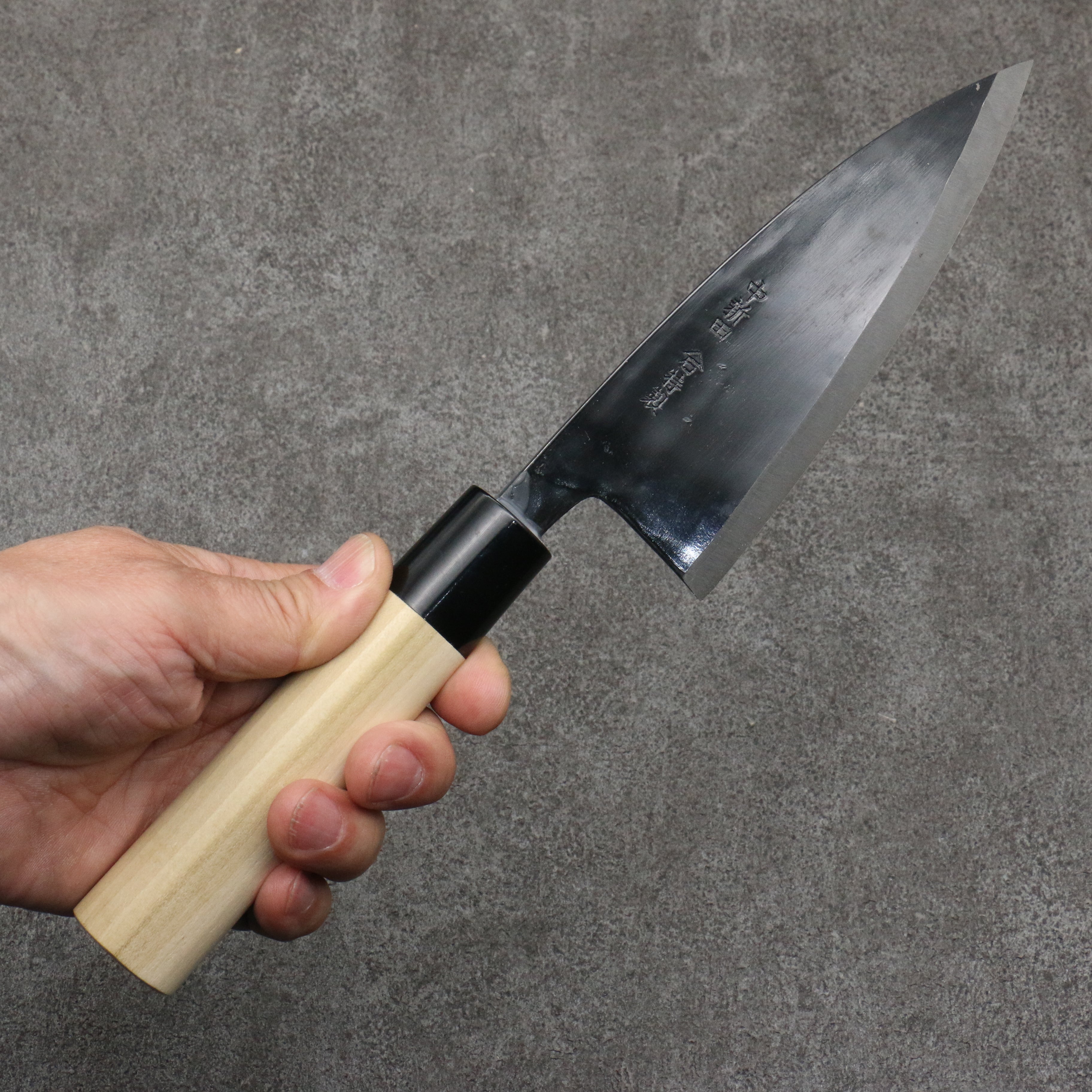 Nakaniida White Steel No.2 Black Deba Knife 135mm with Magnolia Handle - Professional Japanese Kitchen Knife for Sushi, Fish Filleting & Meat Cutting