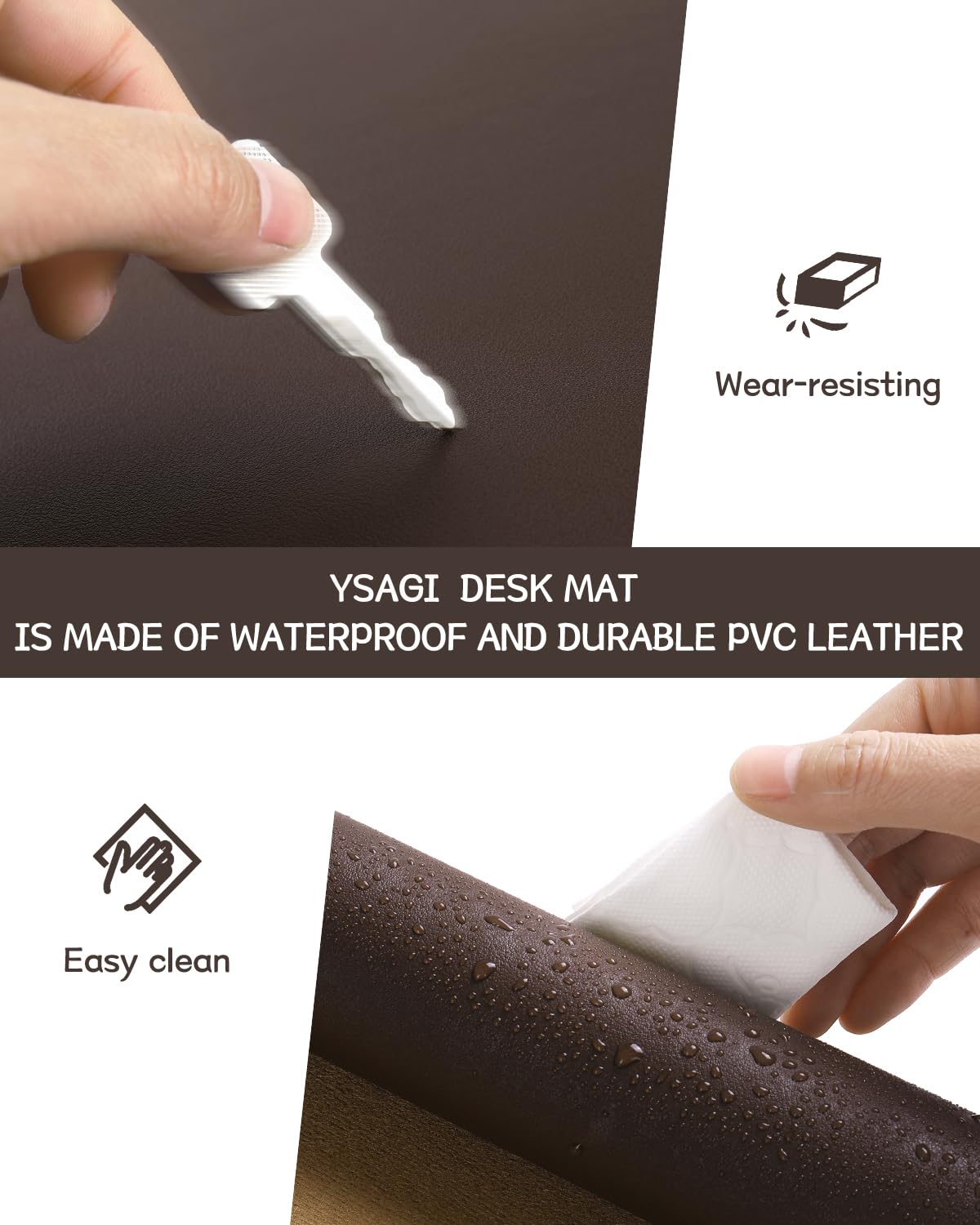 Premium Non-Slip Leather Desk Mat - Large 31.5