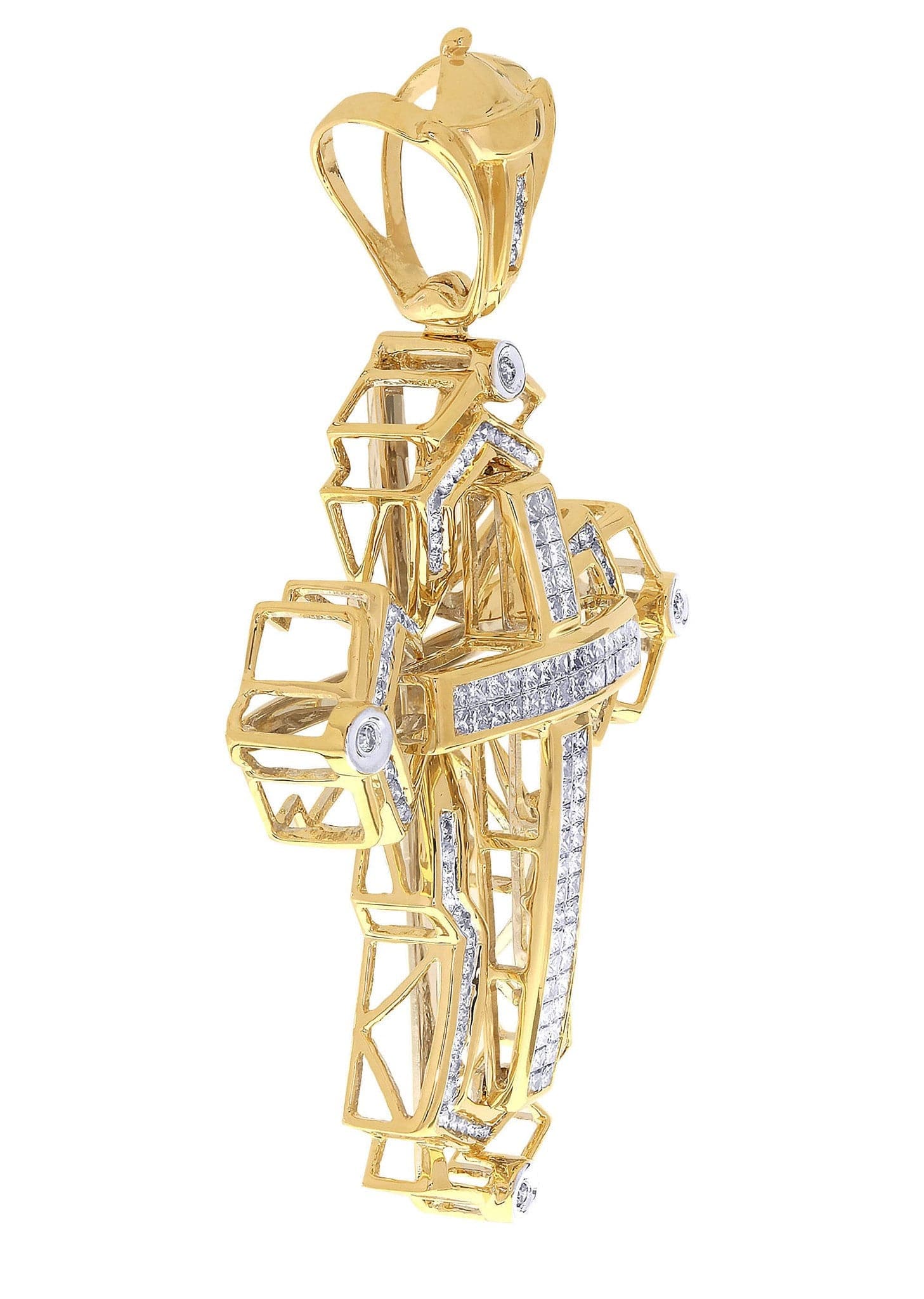 2.63 Carat Diamond Cross Pendant Necklace - 19.17 Grams Solid Gold Religious Jewelry for Women - Perfect for Baptism, Confirmation & Special Occasions