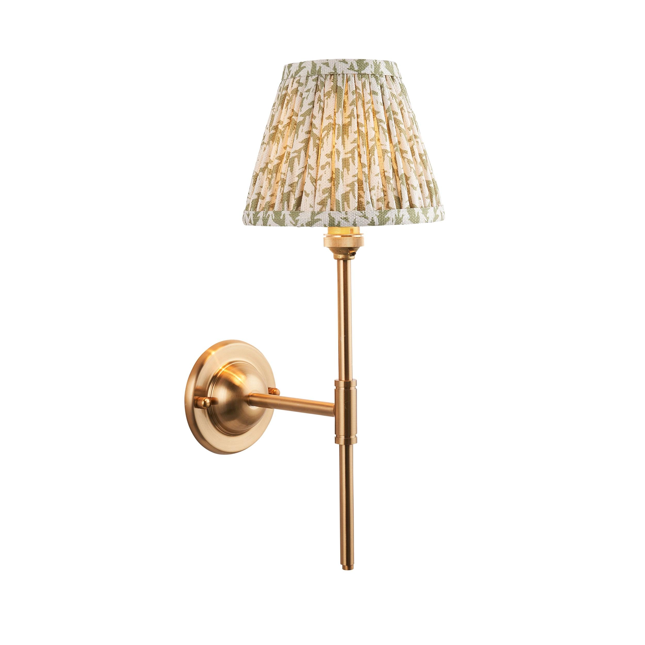 Vintage Dome T Bar Brass Wall Light with 16cm Leaf Design & Herb Garden Green Shade - Perfect for Porch, Patio, and Outdoor Decor