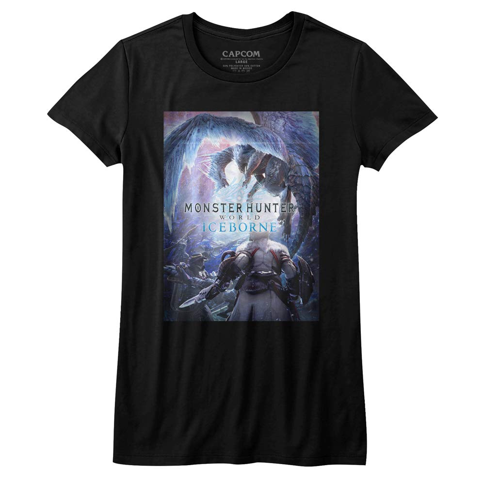 Monster Hunter World Iceborne Keyart Juniors Short Sleeve Graphic T-Shirt - Cool Gaming Tee for Boys, Girls & Teens - Perfect for Cosplay, Gaming Events & Casual Wear
